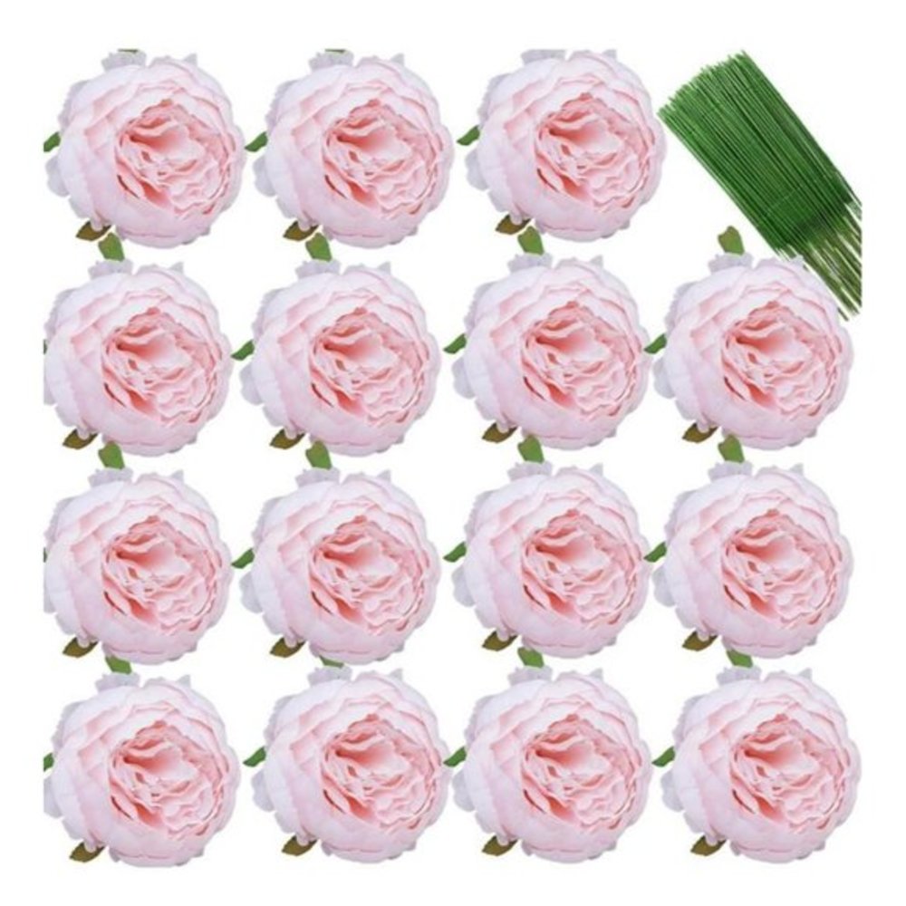 20 Count | Blush Pink Peony Silk Flowers Wedding Bouquet Floral Peonies Decor -
